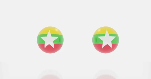 Render Globe Myanmar Burma Flag Icon Symbol — Stock Photo, Image