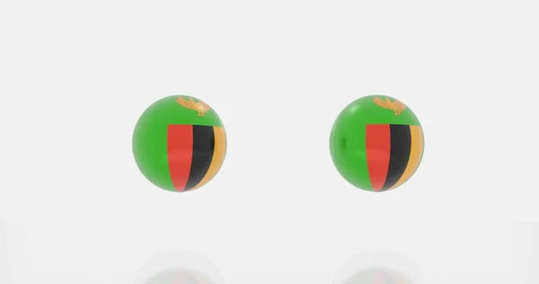Render Globe Zambia Flag Icon Symbol — Stock Photo, Image