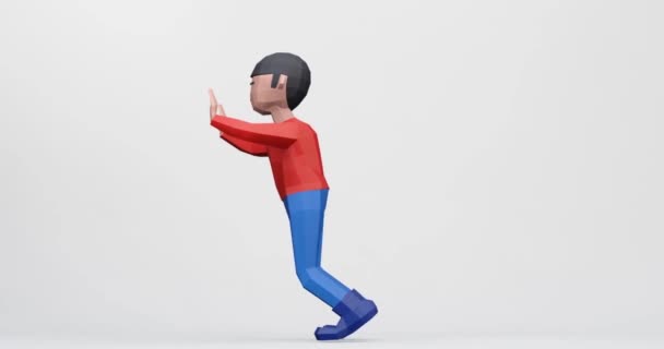 Renderização Animação Personagem Desenho Animado Empurrando Movimento Looping — Vídeo de Stock