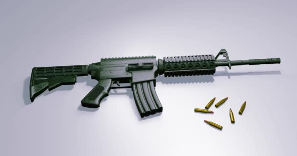 Renderizar Animación Del Rifle Asalto Aislado Carabina — Vídeos de Stock