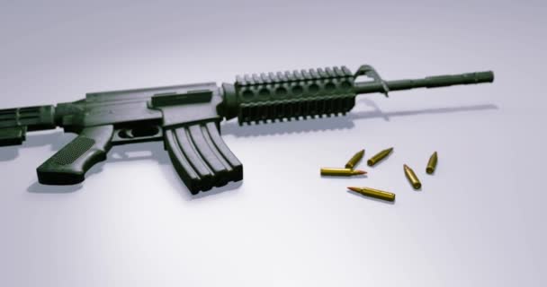 Render Animation Isolated Assault Rifle Carbine — Stock Video