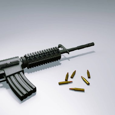 3 boyutlu tecrit edilmiş saldırı tüfeği M4 karabinası silah kontrolü için.