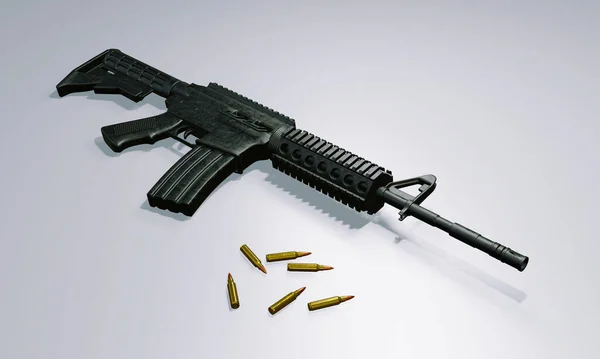 Renderizado Fusil Asalto Aislado Carabina Para Control Armas —  Fotos de Stock