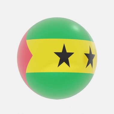 Simge ya da sembol için Sao Tome ve Principe bayrağında 3D küre oluşturma.
