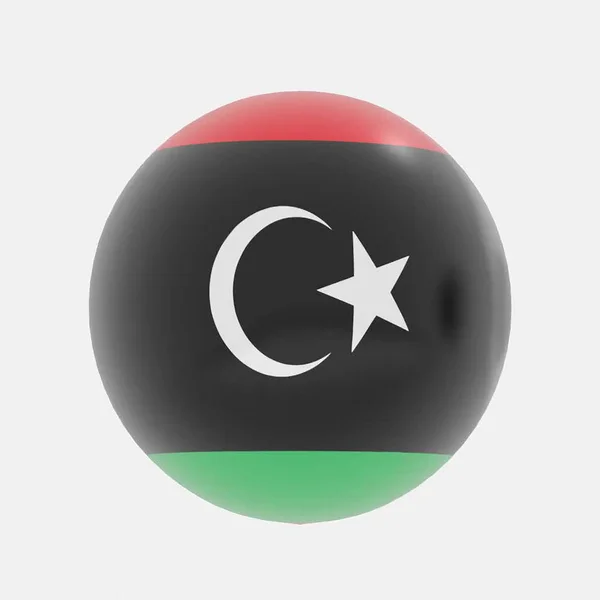 Renderizado Del Globo Libia Bandera Icono Símbolo — Foto de Stock
