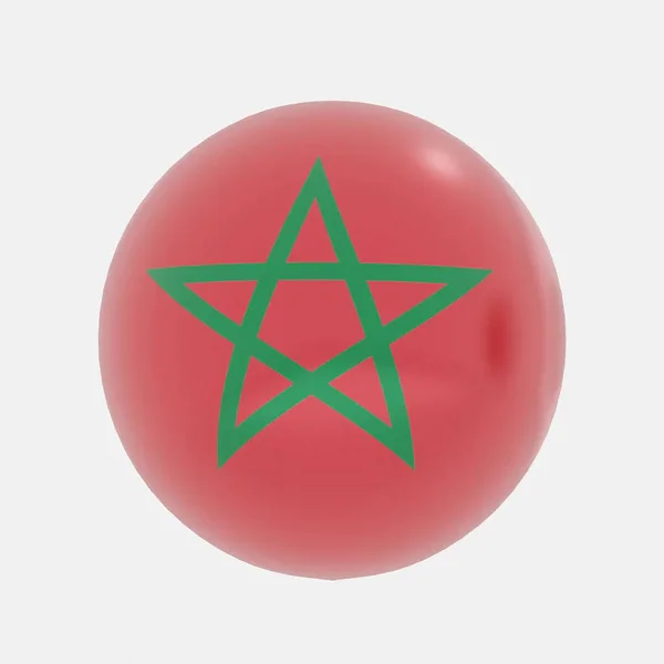 Рендеринг Кулі Марокко Прапор Ікони Або Символу — стокове фото