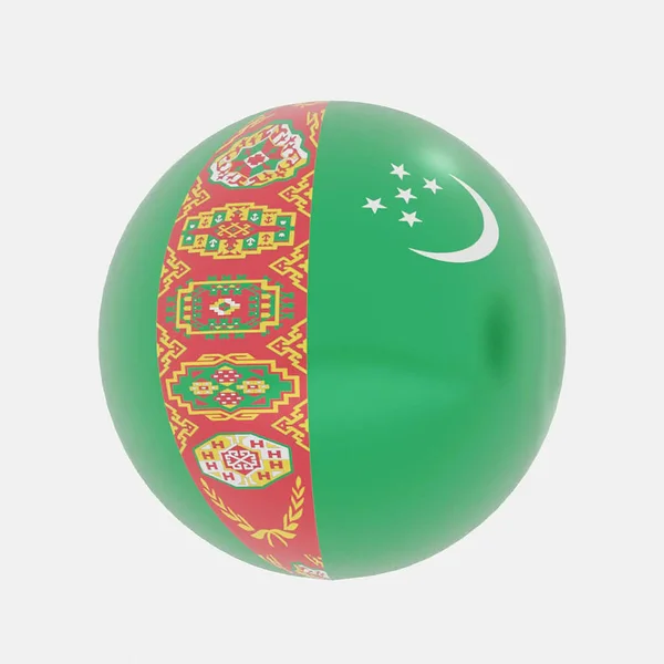 Render Globe Türkmenisztán Zászló Ikon Vagy Szimbólum — Stock Fotó