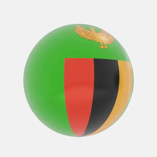 Render Globe Zambiai Zászló Ikon Vagy Szimbólum — Stock Fotó