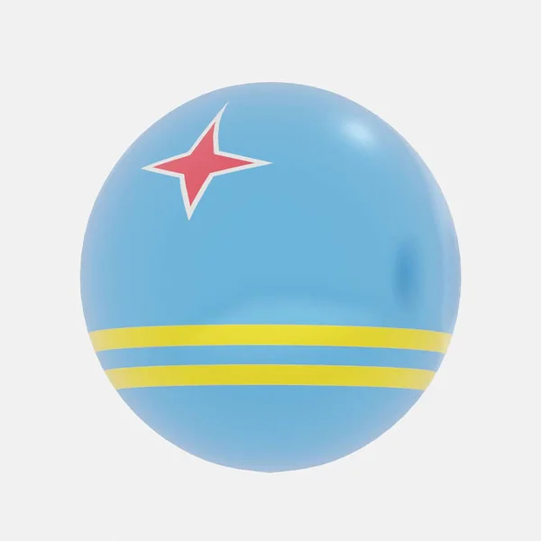 Render Globe Aruba Zászló Ikon Vagy Szimbólum — Stock Fotó