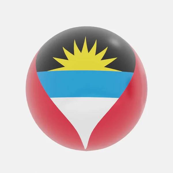 Render Globe Antigua Barbuda Flag Icon Symbol — 스톡 사진