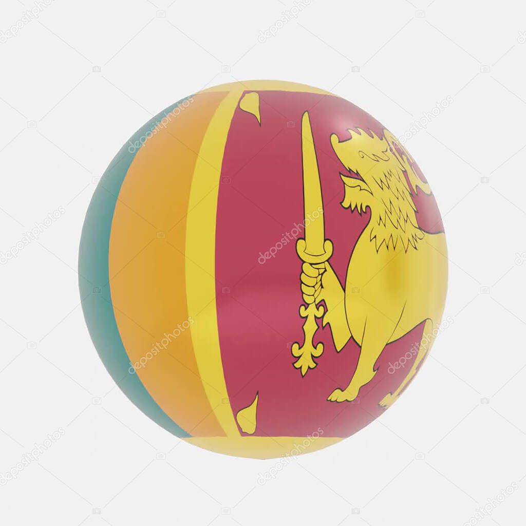 3d render of globe in Sri Lanka flag for icon or symbol.