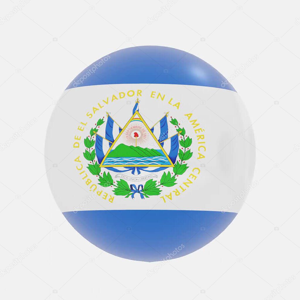3d render of globe in El Salvador flag for icon or symbol.