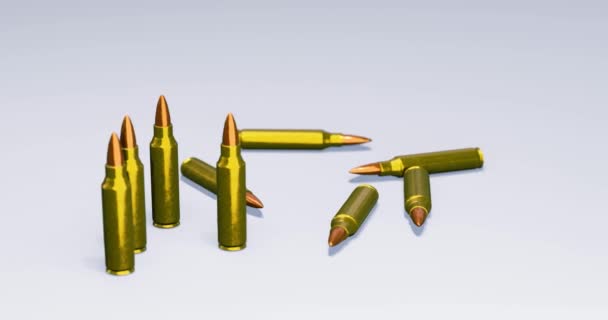 Render Flying Dropping Rifle Bullets Gun Violence Control Concepts — Vídeos de Stock