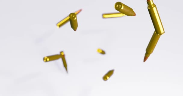 Render Flying Dropping Rifle Bullets Gun Violence Control Concepts — Stok video