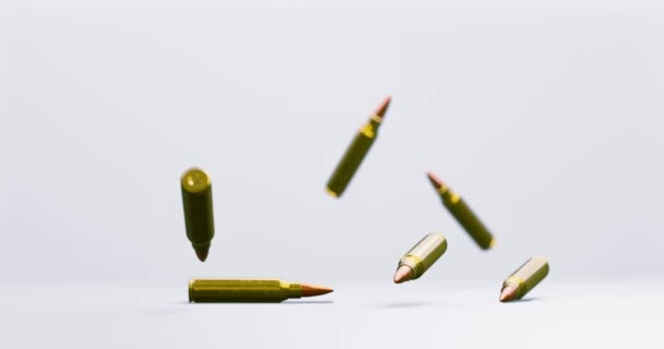 Silah Şiddeti Kontrol Kavramları Için Uçan Düşen Tüfek Mermileri — Stok video