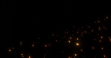 3D uçan ateş közleri savaş ya da yanma sahnesi için video kaplama efekti.