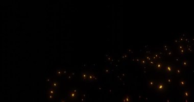 3D uçan ateş közleri savaş ya da yanma sahnesi için video kaplama efekti.