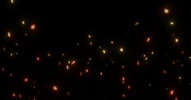 3D uçan ateş közleri savaş ya da yanma sahnesi için video kaplama efekti.
