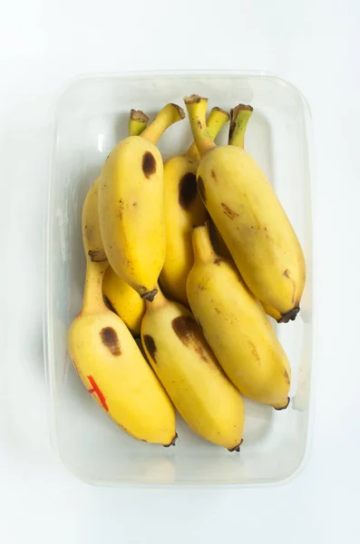 Banane Conteneur Fond Blanc — Photo