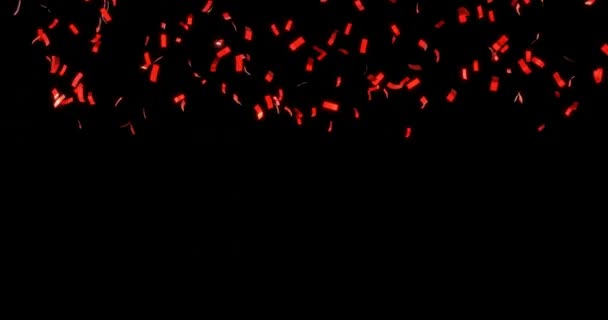 オーバーレイのために空中に投げ込む赤いコンフェッティ — ストック動画