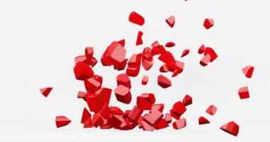 3 boyutlu cam parçalanmış kalp kırılmış ya da patlamış..