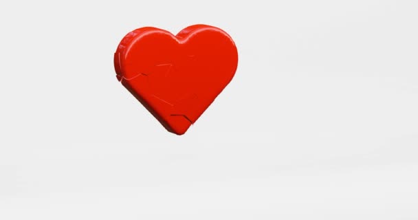 Рендеринг Стекла Разбитое Сердце Печали Разбитое Сердце Концепции — стоковое видео