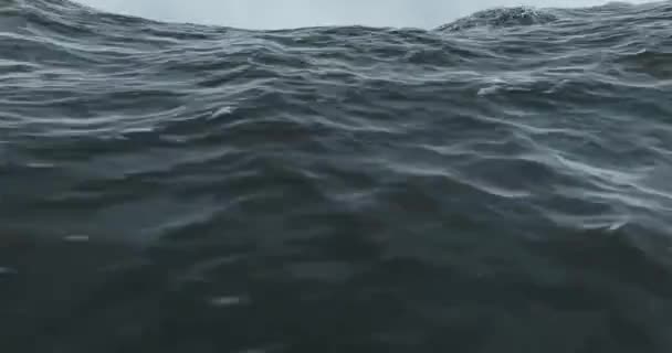 Weergave Van Woelige Ruwe Zee Met Golven Stormwater — Stockvideo