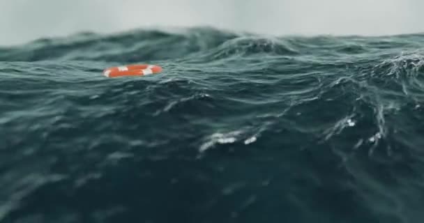 Render Laut Berombak Kasar Dengan Gelombang Dan Pelampung Dalam Air — Stok Video