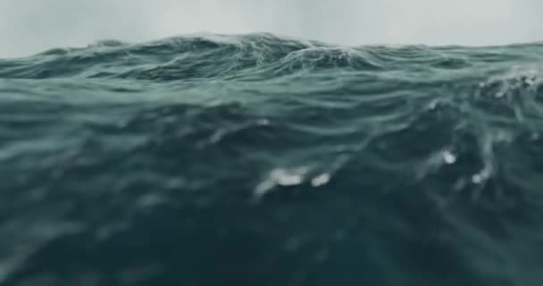 Weergave Van Woelige Ruwe Zee Met Golven Stormwater — Stockvideo