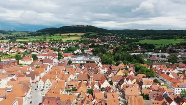 Drohnenvideo Aus Weienburg Mit Sehenswürdigkeiten Der Stadt — Stockvideo