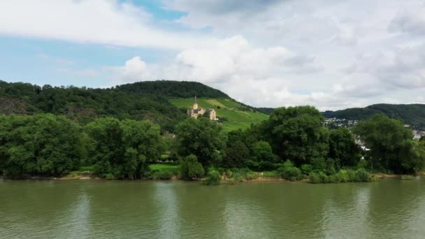 Drone Video Arenfels Castle Rhine — стокове відео