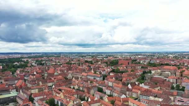 Légi Felvétel Nürnbergről Felhős Égbolttal — Stock videók