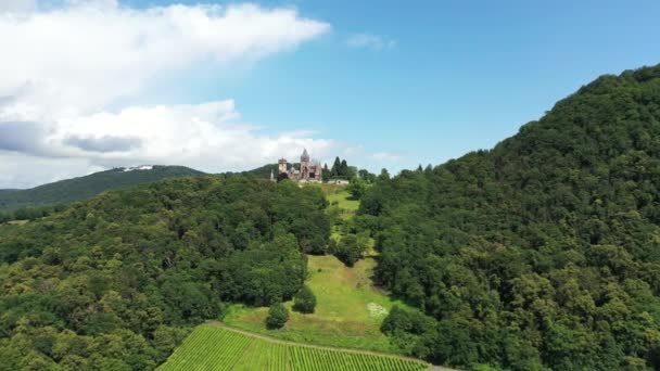 Drone Video Desde Castillo Drachenburg Cerca Knigswinter — Vídeo de stock