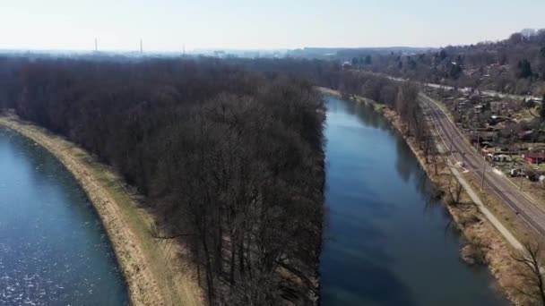 Drohnenvideo Von Der Illerspitze Bei Neu Ulm — Stockvideo
