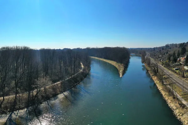 Iller Mondt Uit Donau Bij Illerspitze Bij Neu Ulm — Stockfoto