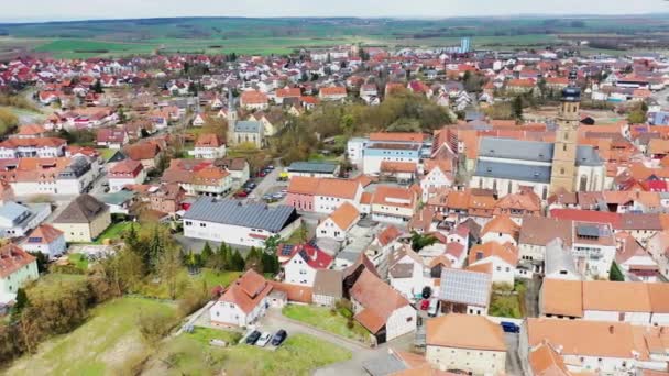 Drone Videó Bad Koenigshofen Nevezetességeiről Városból — Stock videók