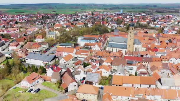 Drönare Video Bad Koenigshofen Med Sevärdheter Från Staden — Stockvideo
