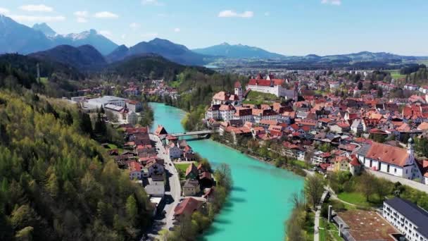 Drone Wideo Fussen Zabytków Miasta — Wideo stockowe