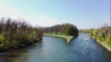 Drone flight on the Iller near Neu-Ulm in good weather