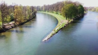 Drone flight on the Iller near Neu-Ulm in good weather