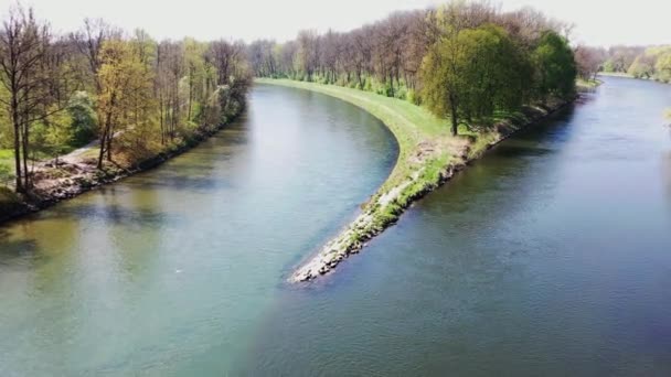 Vol Drone Sur Iller Près Neu Ulm Par Beau Temps — Video