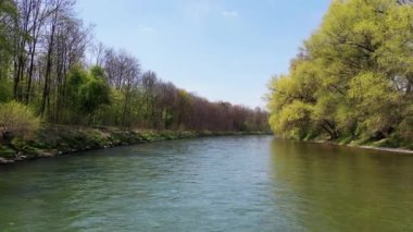 Drone flight on the Iller near Neu-Ulm in good weather