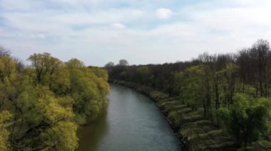 Drone flight on the Iller near Neu-Ulm in good weather