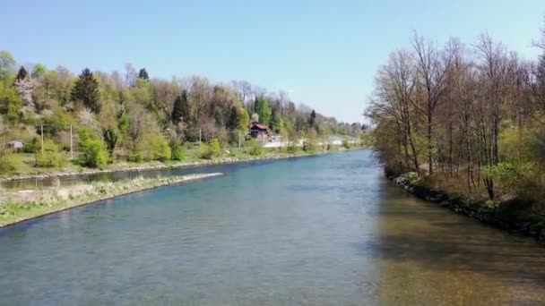 Ulm Minster Manzaralı Neu Ulm Yakınlarındaki Iller Uçuşu — Stok video