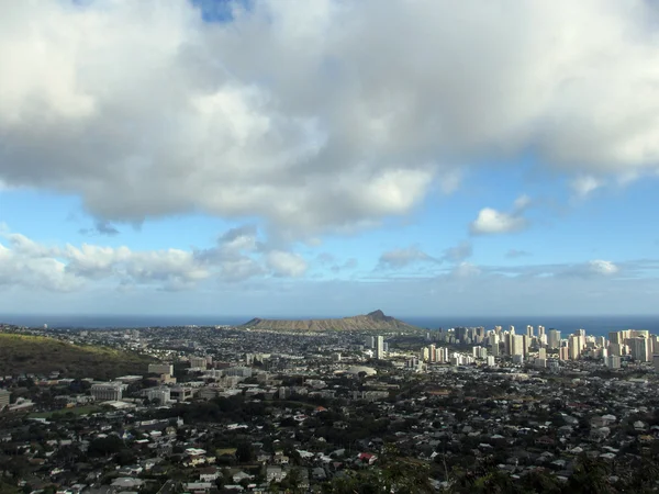 Diamondhead i miasta honolulu na wyspie oahu — Zdjęcie stockowe