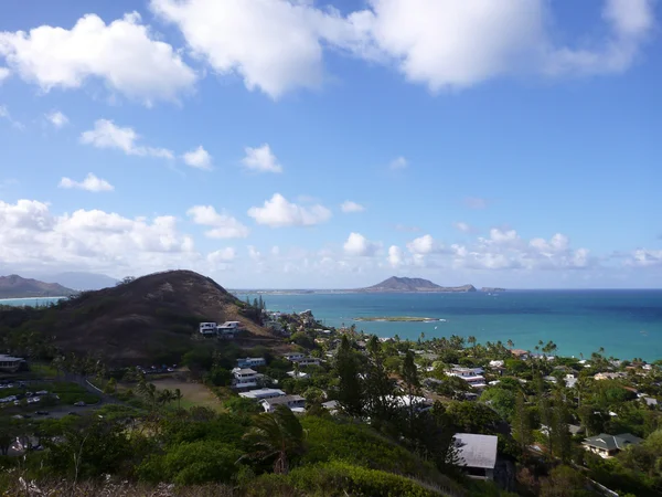 Lanikai y Kailua Bay desde la cima de la montaña en O 'ahu, Hawai' i —  Fotos de Stock