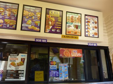 Taco bell sipariş sayacı ve menüler