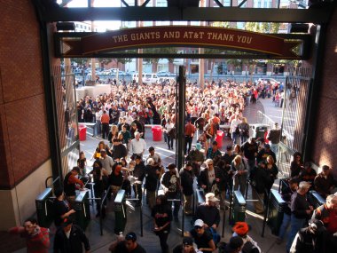 Crowd of entering AT&T Park clipart