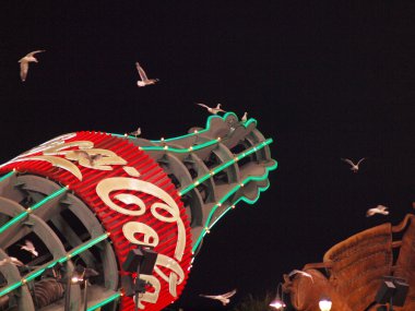 Batı martılar devi coca-cola şişesi ve eldiven