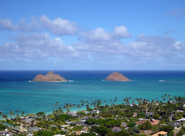 Mokulua ostrovy a lanikai beach — Stock fotografie